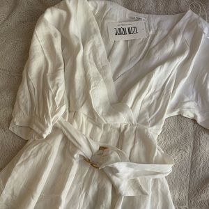 12th tribe white linen romper/bikini cover up